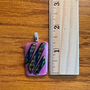 Pink and Black Glass Pendant